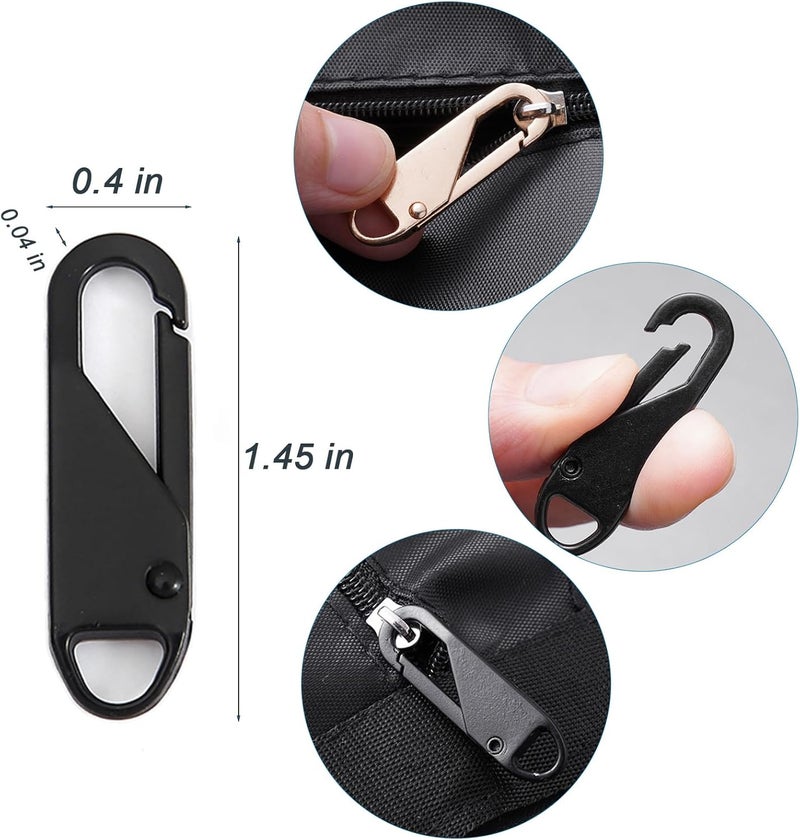OYNUO 12 PCS Zipper Pull Replacement (Upgraded Metal Spring Design), Detachable Zipper Repair Tabs for Luggage, Backpacks, Jackets, Boots - 4 Colors (Black, Silver, Gold, Gray) - Image 3